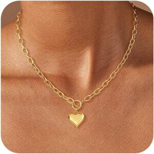 14K Gold Plated Sweatproof Non Tarnish Chunky Layered Herringbone Necklace